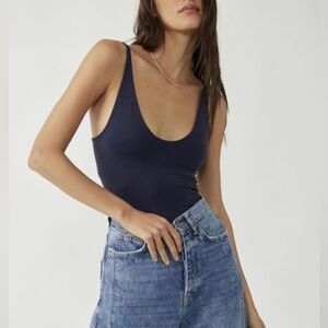 NWT FREE PEOPLE Seamless V Neck Cami Midnight L/XL